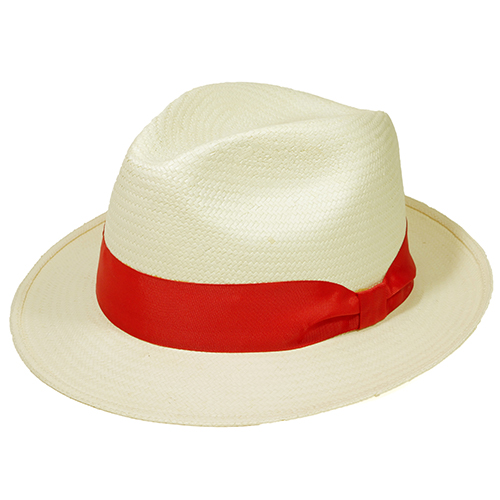 Panama Style Hat, with Elegant Red Color Band